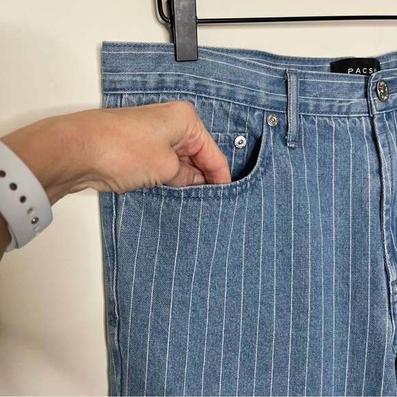 PacSun Light Blue  Stripe High Rise Cropped Jeans
Boho beach summer vacation - Picture 2 of 9